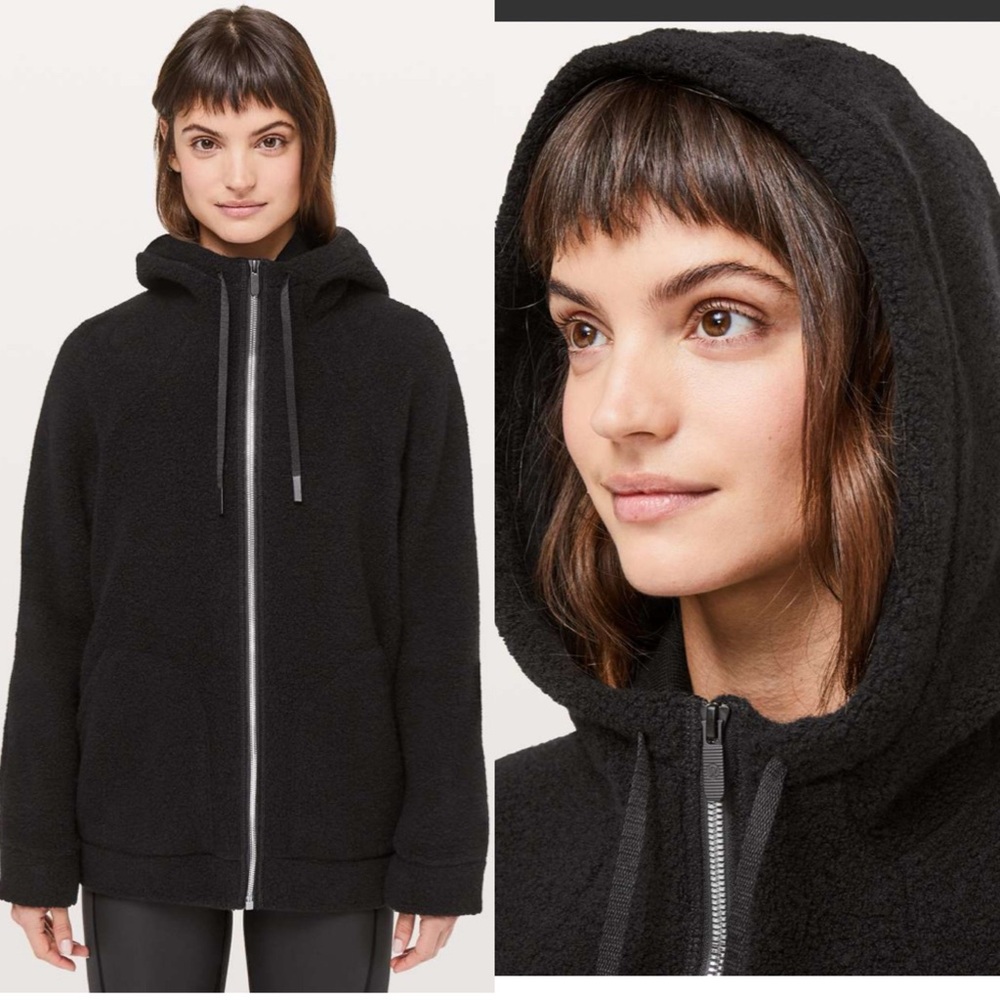 Lululemon So Sherpa Hooded Jacket Wool Blend Black